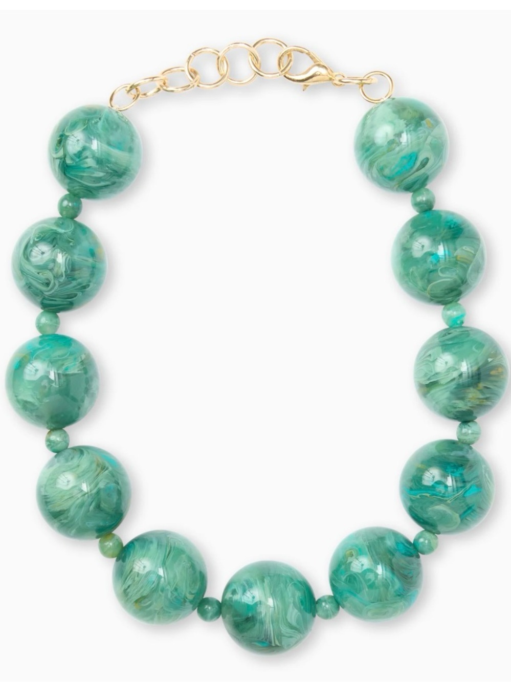 Jack Rogers, NWT romana Green Marbled Bead Statement Necklace, made in Italy 🇮🇹